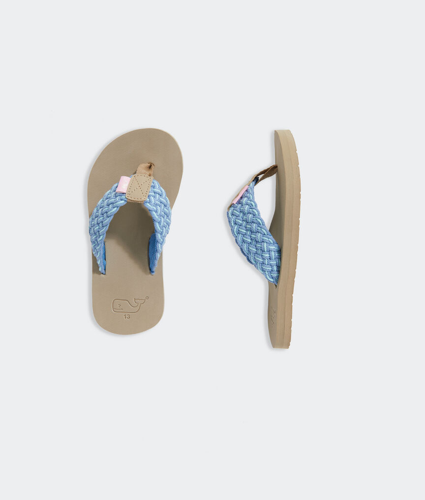 Girls' Multi-Color Braided Flip Flops