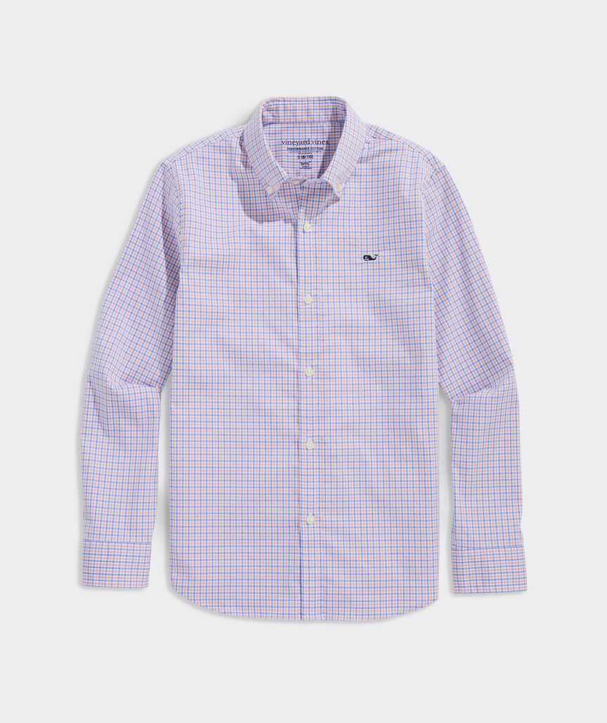 Boys' Tradewind Check Performance Cotton Shirt