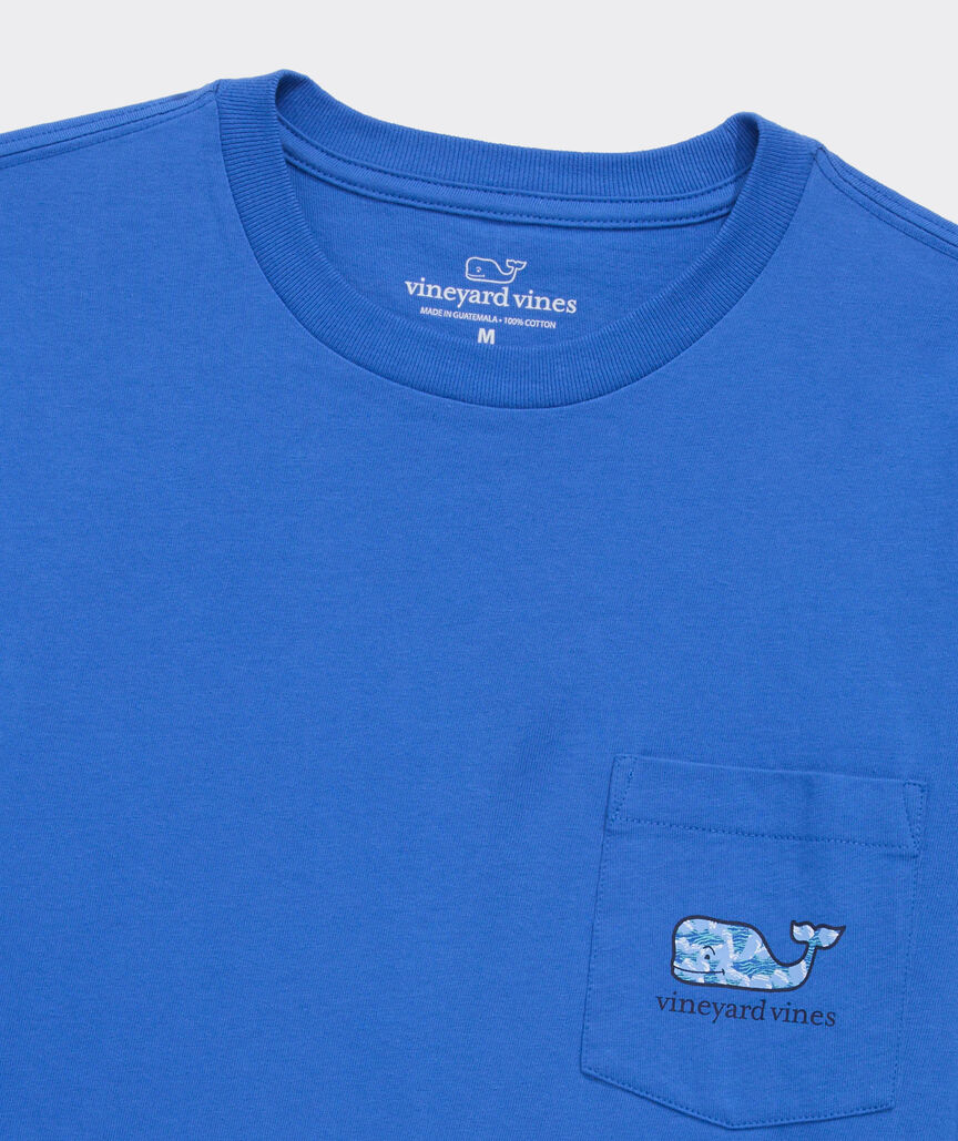 Tide Blue Rippled Fish Whale Long-Sleeve Pocket Tee