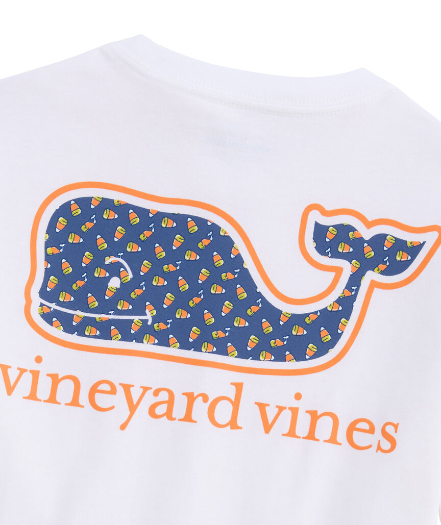 OUTLET Girls' Glitter Candy Corn Whale Long-Sleeve Pocket Tee