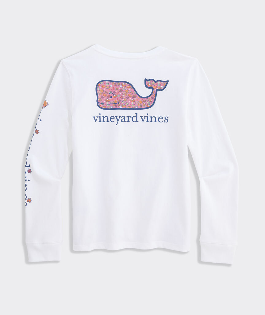Girls' Thanksgiving Icons Whale Long-Sleeve Pocket Tee