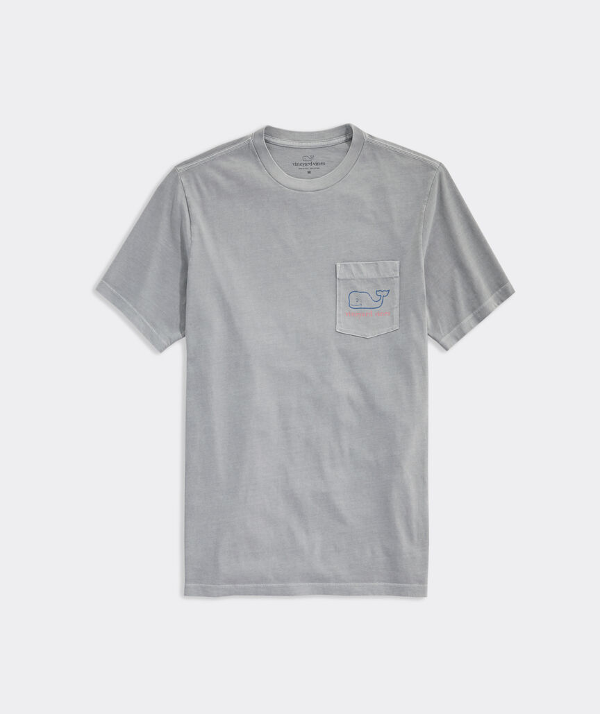 Garment-Dyed Two-Tone Vintage Whale Short-Sleeve Pocket Tee