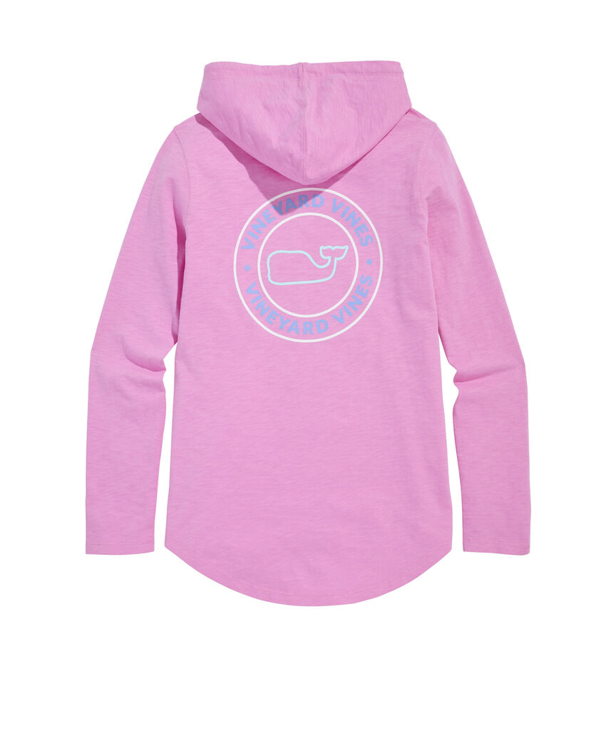 OUTLET Women's Slub Whale Dot Curved Hem Long-Sleeve Hoodie Tee