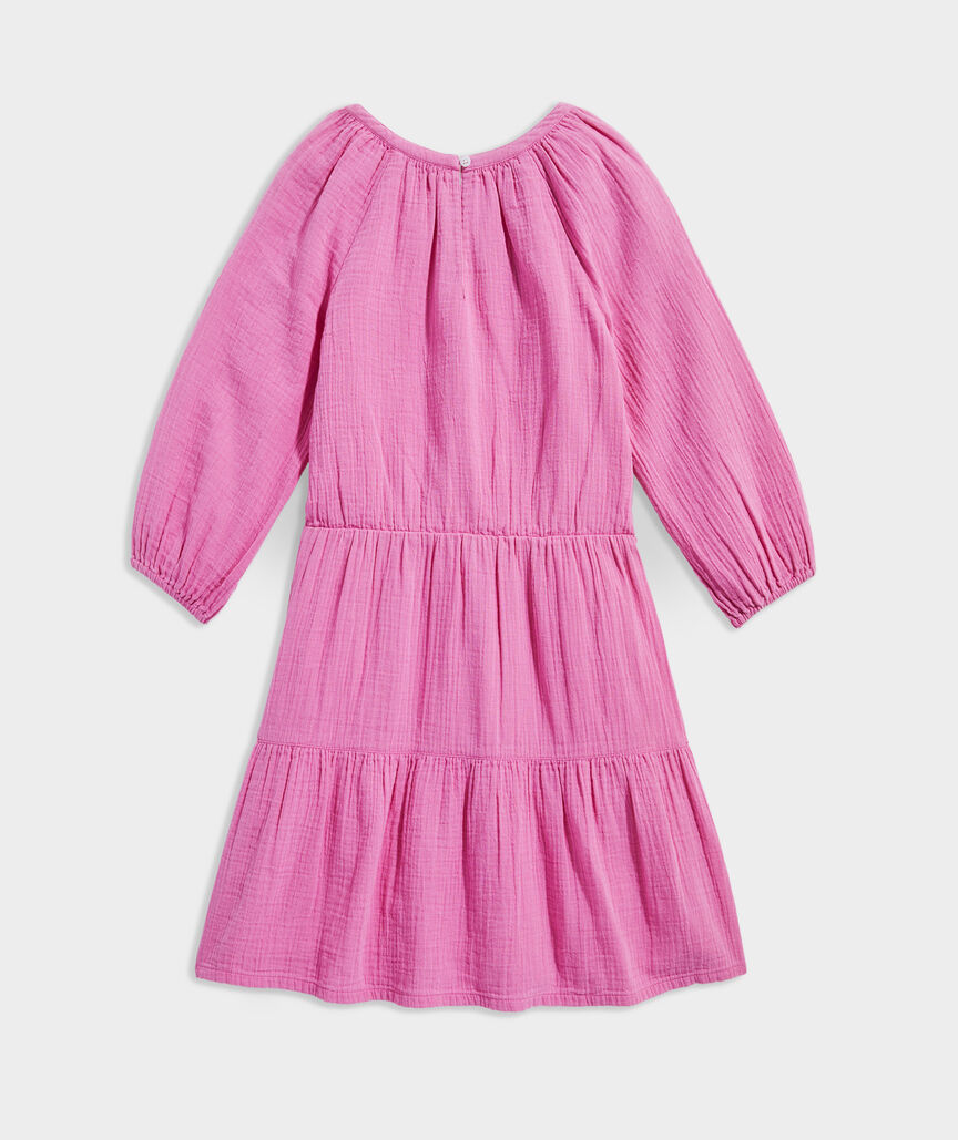 Shop Girls' Tiered Seastitch Double Gauze Dress at vineyard vines