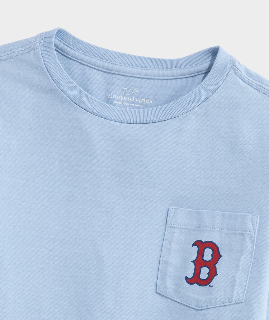 Kids' Boston Red Sox Baseball Whale Long-Sleeve Pocket T-Shirt