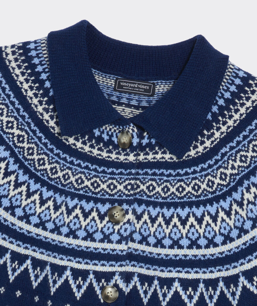 Fair Isle Polo Cardigan