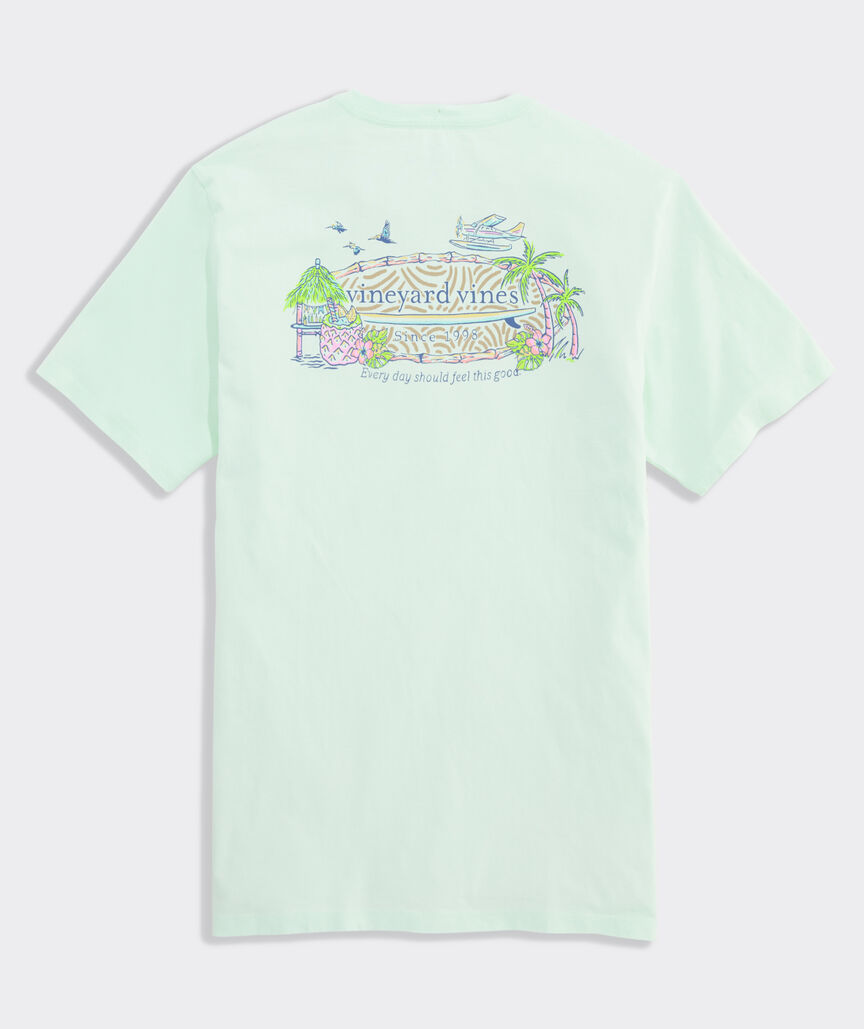 Beach Bar Surfboard Logo Short-Sleeve Pocket Tee