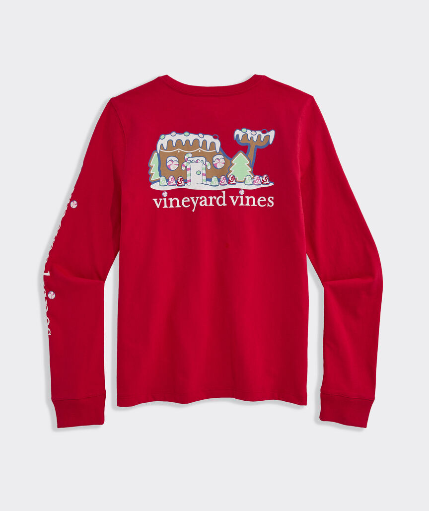 Girls' Glitter Gingerbread House Whale Long-Sleeve Pocket Tee