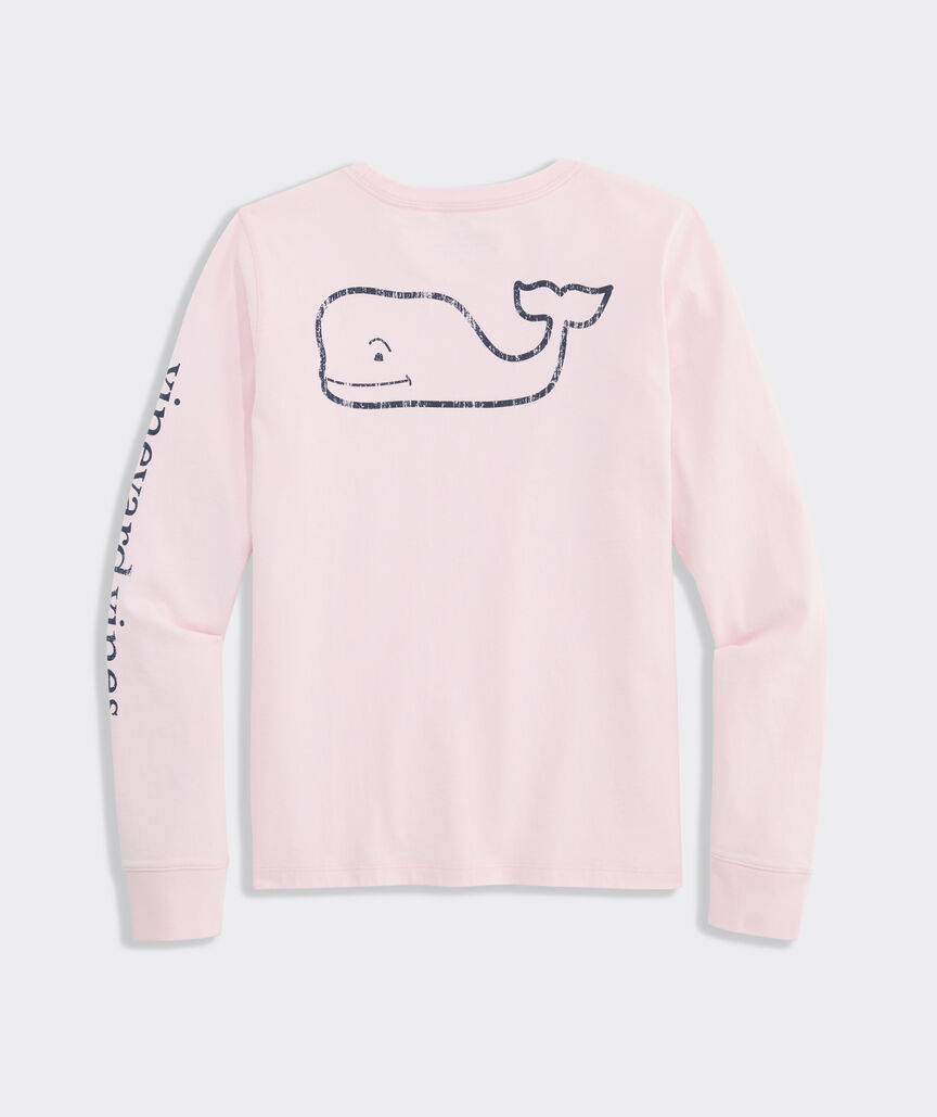 Girls' Vintage Whale Long-Sleeve Pocket Tee