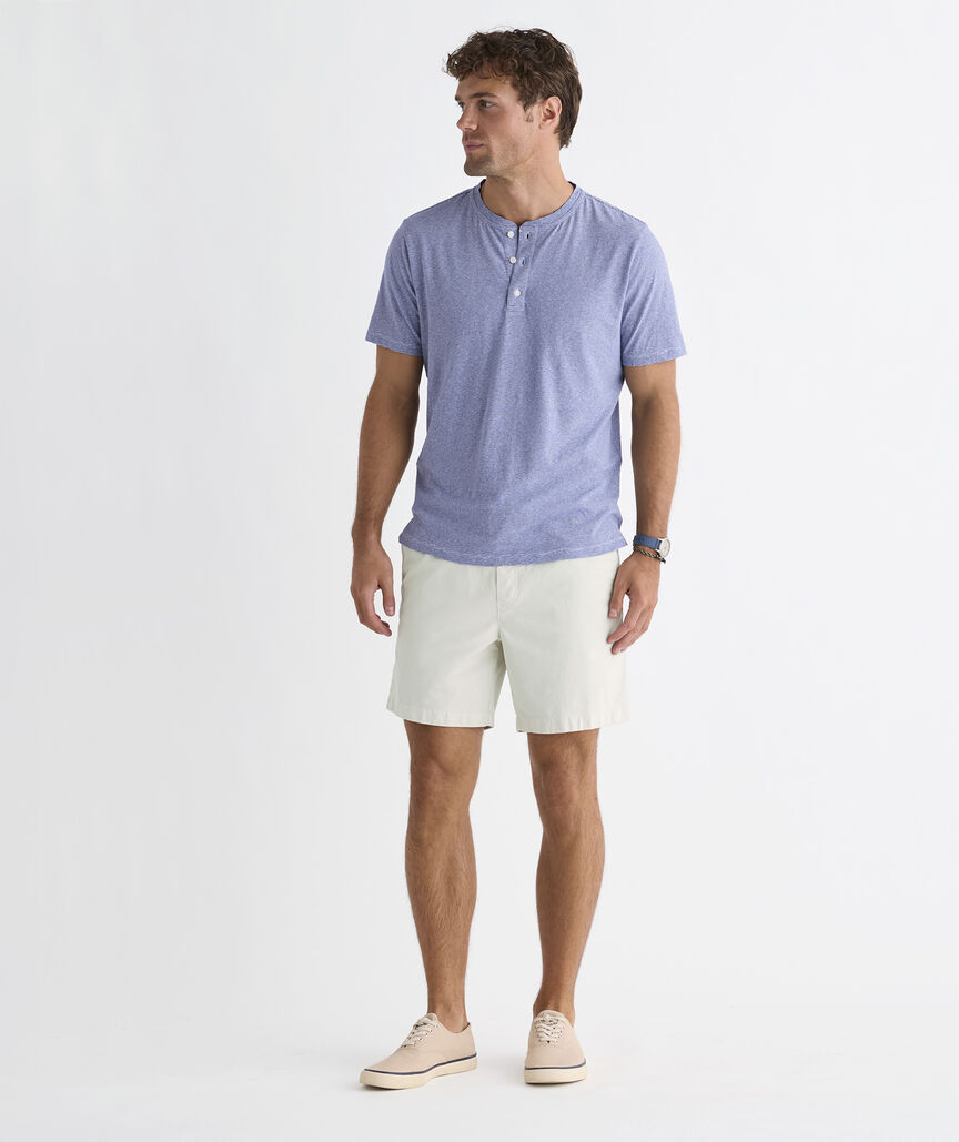 Cotton Linen Short-Sleeve Henley