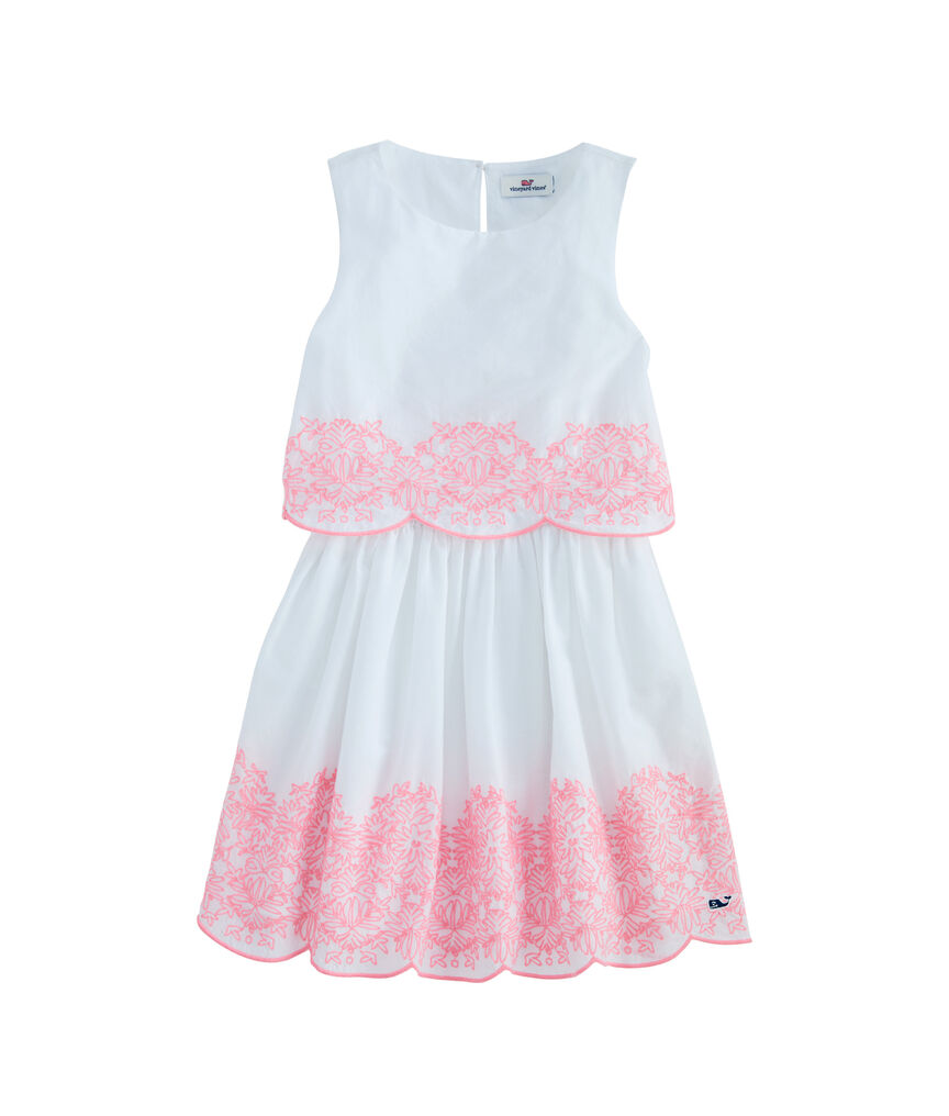 Girls Embroidered Tiered Shift Dress