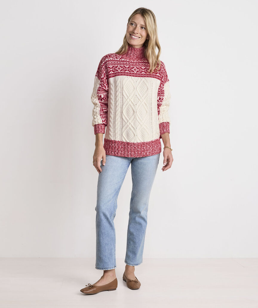 Fair Isle Fisherman Mockneck Sweater