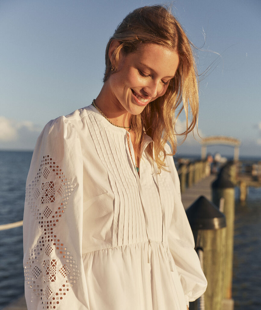 Nora Pintuck Eyelet Top