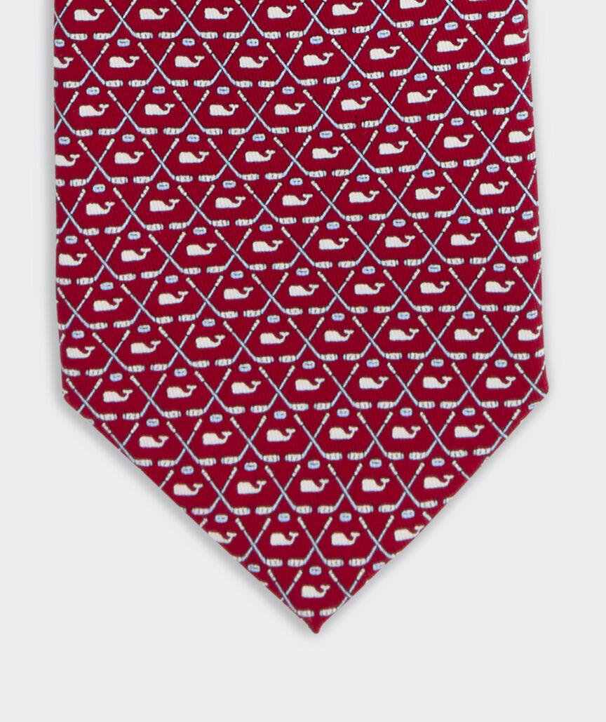 Crossed Hockey Sticks & Whale Silk Tie