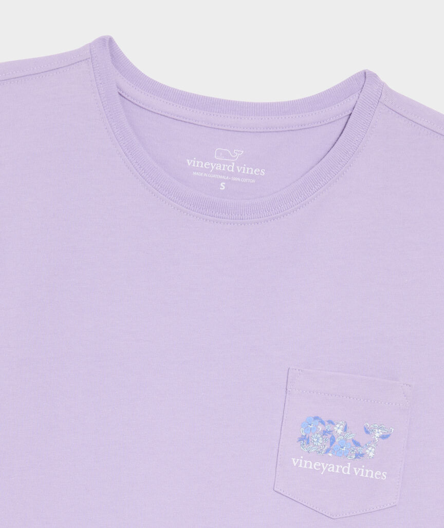 Women's Hibiscus Block Print Dynamic Whale Short-Sleeve Pocket Tee