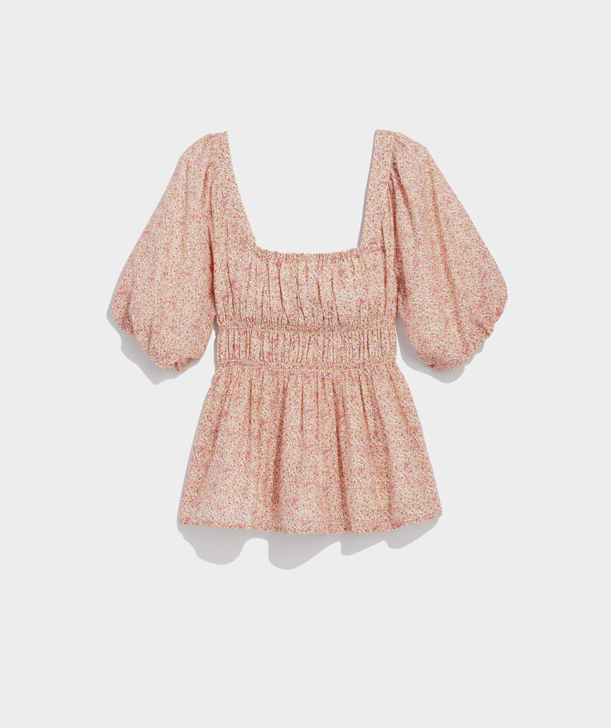 Square Neck Puff-Sleeve Top