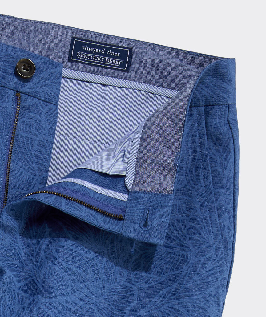 Kentucky Derby Floral Lines Linen Breaker Pants