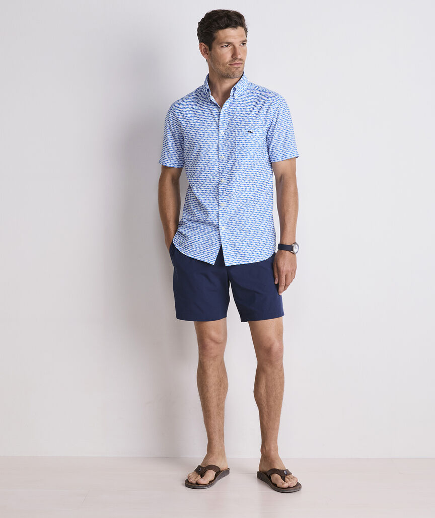 Micro Fish Short-Sleeve Performance Ripstop Shirt