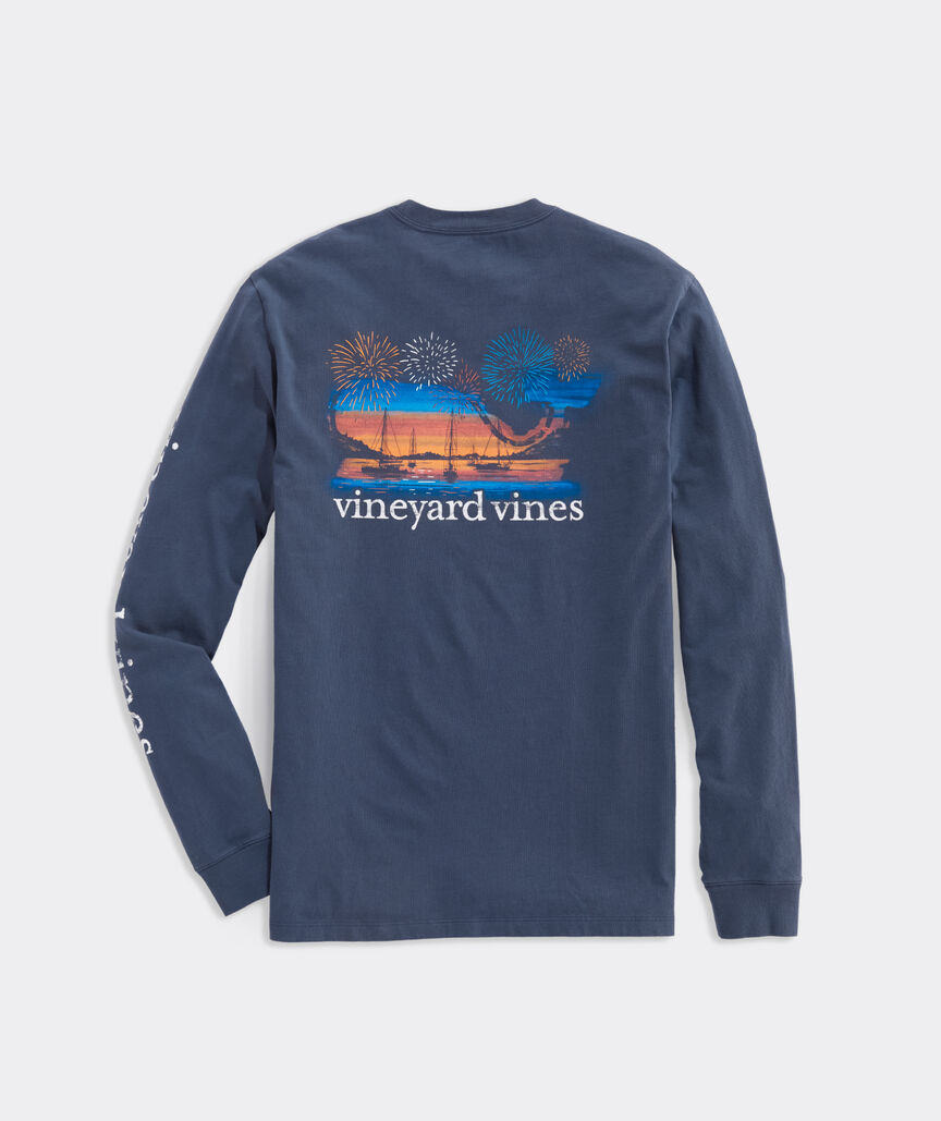 Fireworks Sunset Long-Sleeve Pocket Tee