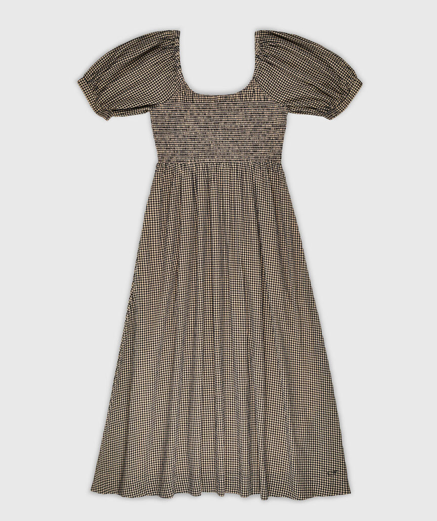 OUTLET Puff-Sleeve Smocked Maxi Dress