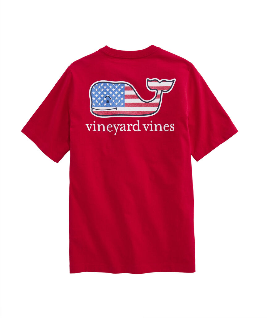 OUTLET Girls' Glitter Flag Short-Sleeve Pocket Tee