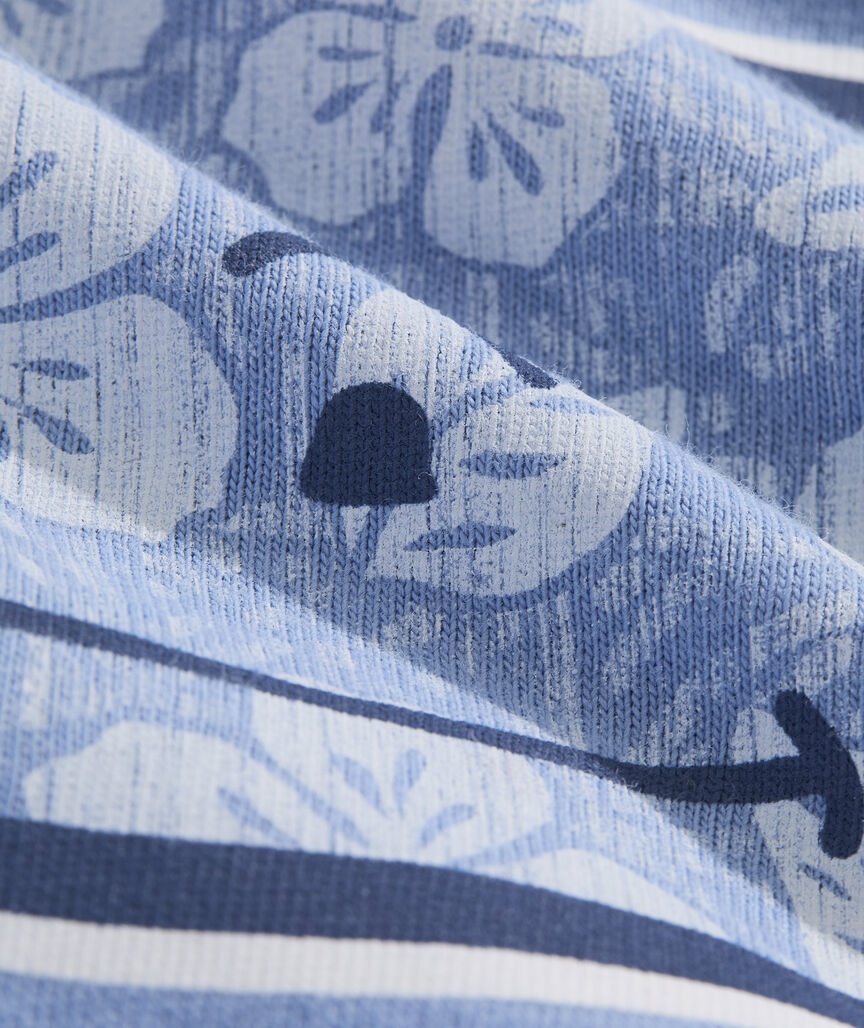 Boys' Tiki Woodblock Floral Whale Short-Sleeve Pocket Tee