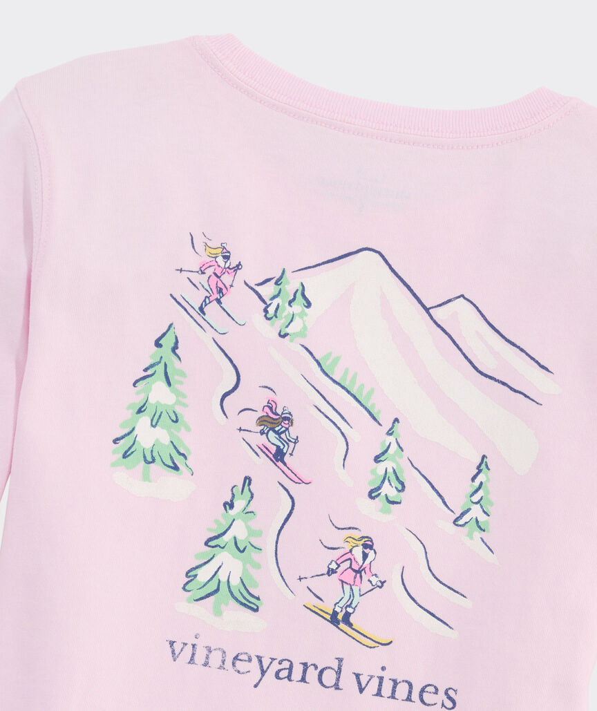 Girls' Sketched Skiiers Long-Sleeve Pocket Tee