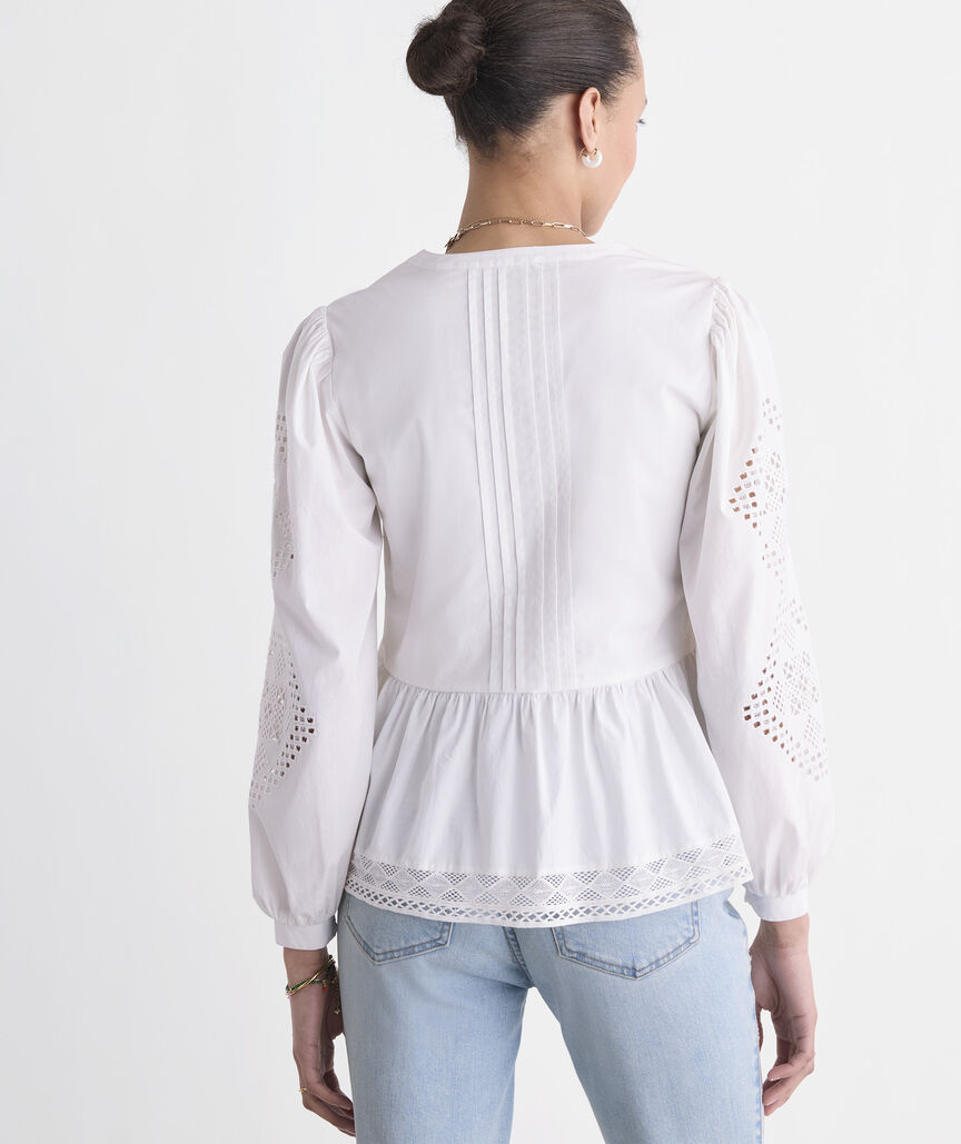Nora Pintuck Eyelet Top