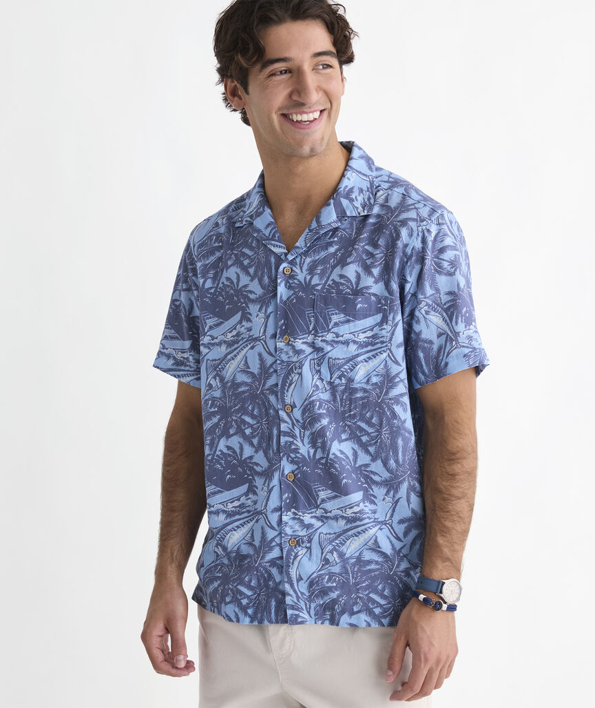 Reel & Ride Seabreeze Linen Blend Short-Sleeve Cabana Shirt