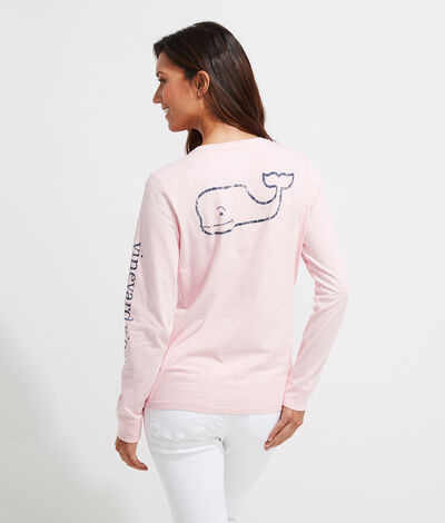 Vineyard Vines Vintage Whale Long-Sleeve T-Shirt (Pink) (Size: XL) (100% Pima Cotton)
