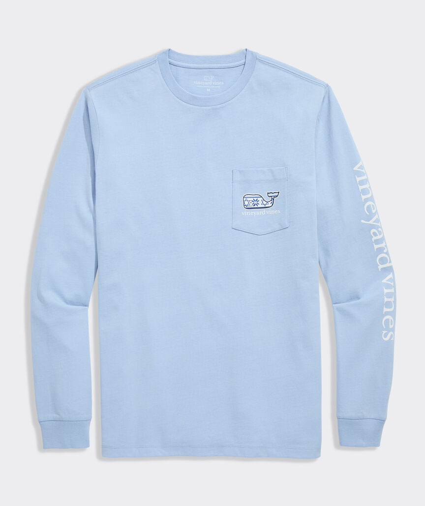 Hanukkah Whale Long-Sleeve Pocket Tee