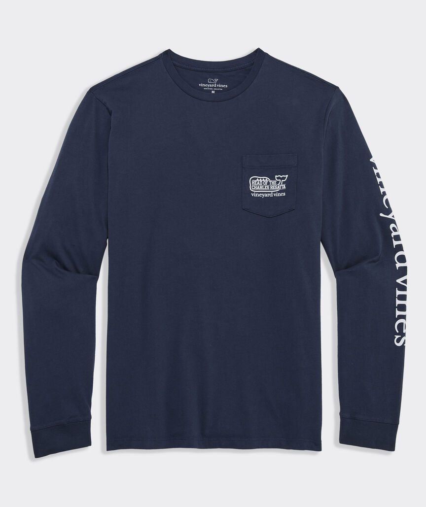 Head Of The Charles® Whale Outline Long-Sleeve Pocket Tee