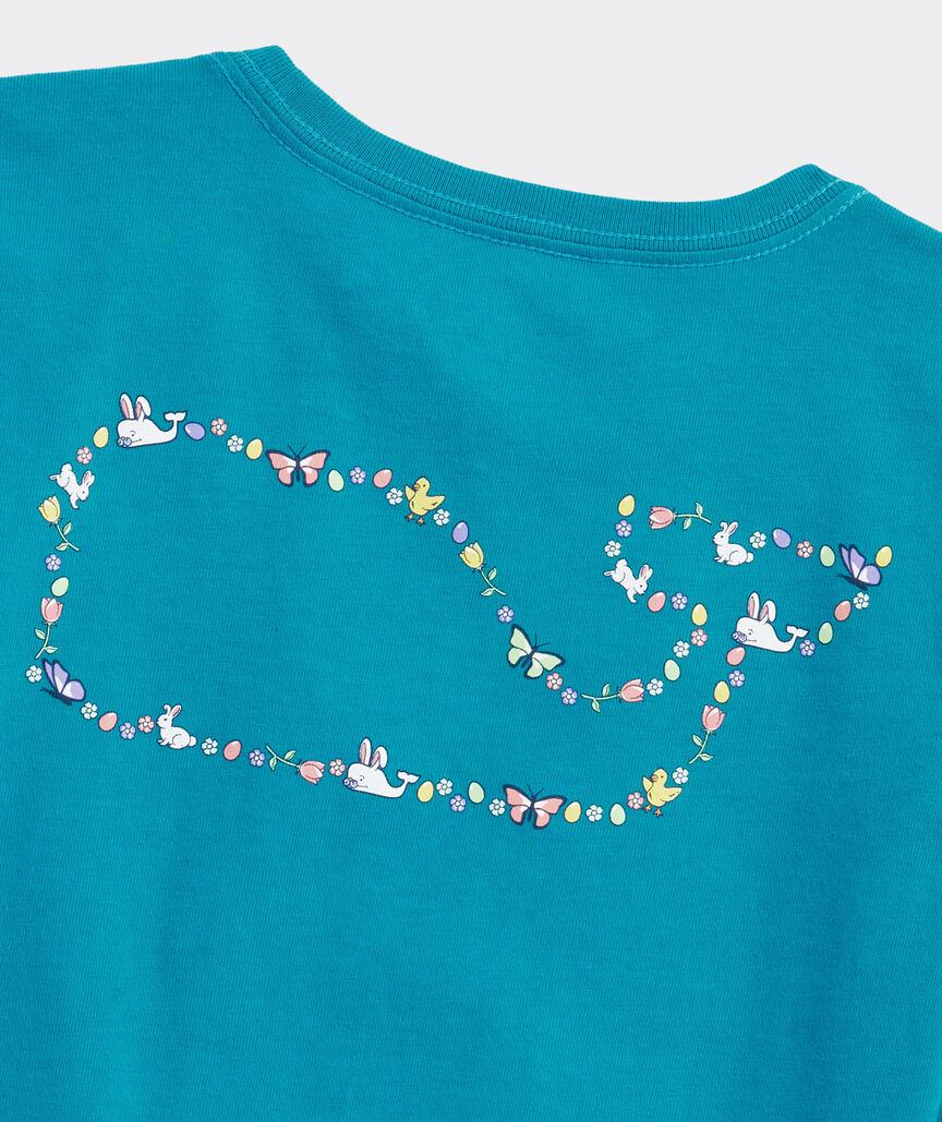 Girls' Easter Icon Whale Outline Long-Sleeve Pocket Tee