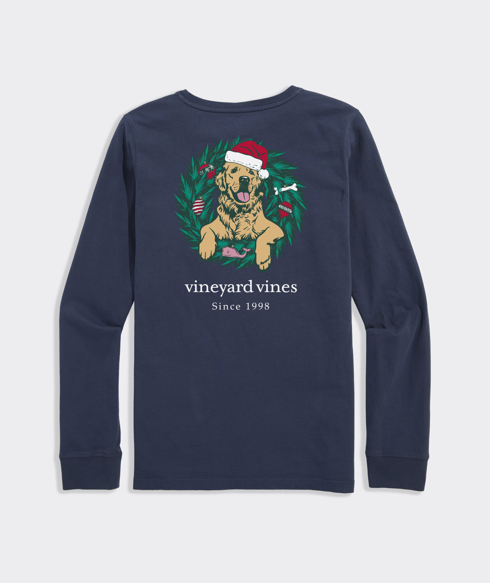 Boys' Golden Retriever Wreath Long-Sleeve Pocket Tee