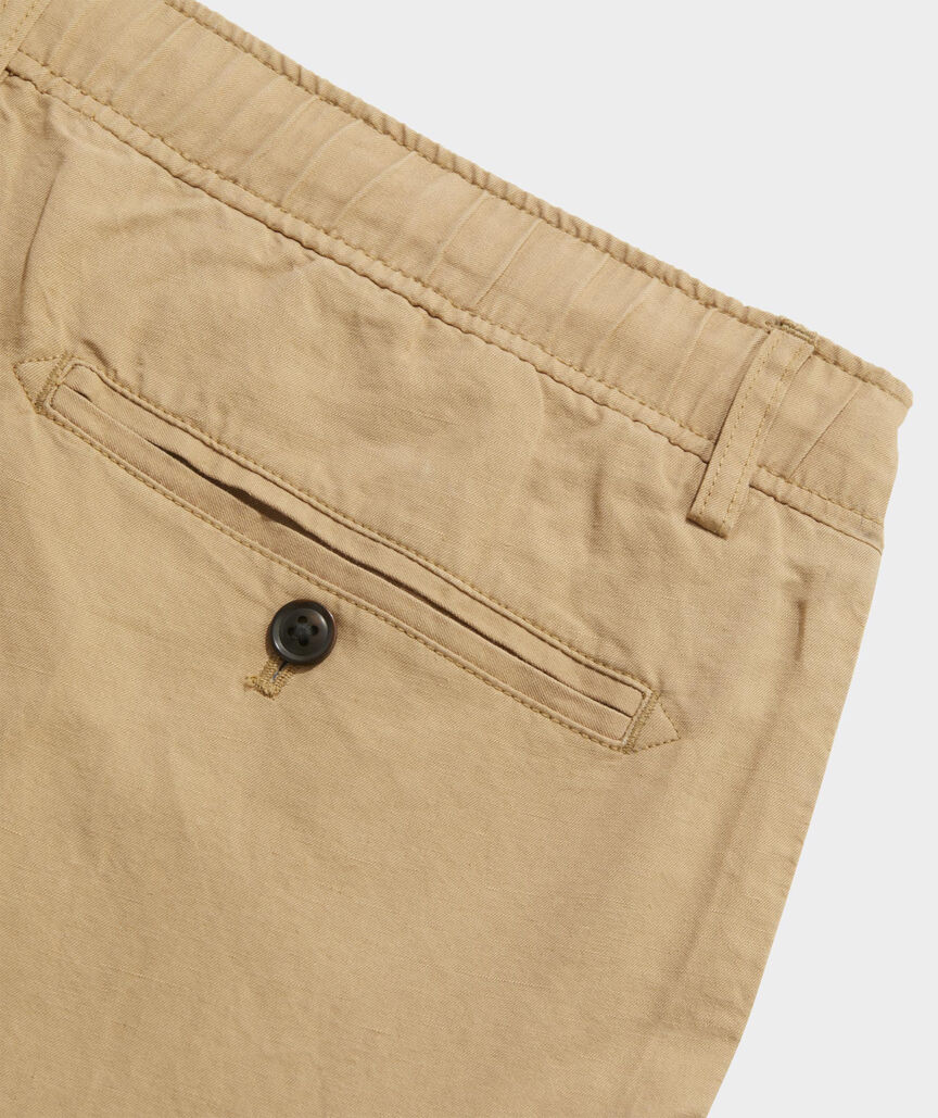 Linen-Cotton Pleated Pull-On Pants