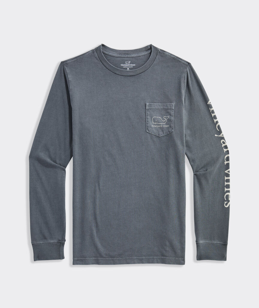 Boys' Vintage Whale Garment-Dyed Long-Sleeve Pocket Tee