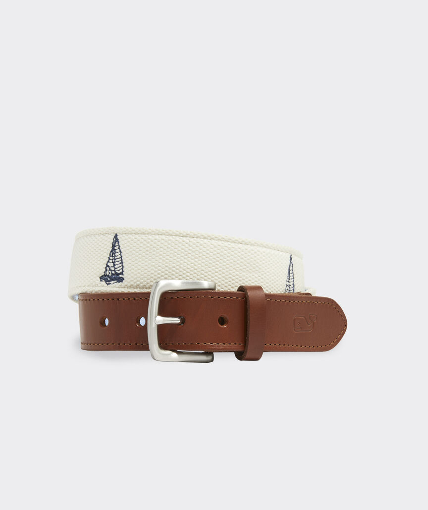Sailboat Embroidered Canvas Club Belt