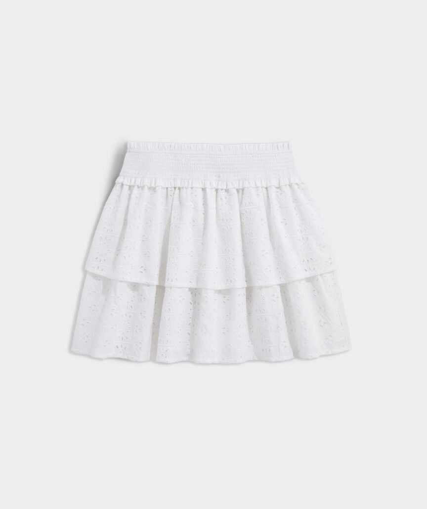 Girls' Eyelet Smocked-Waist Skirt