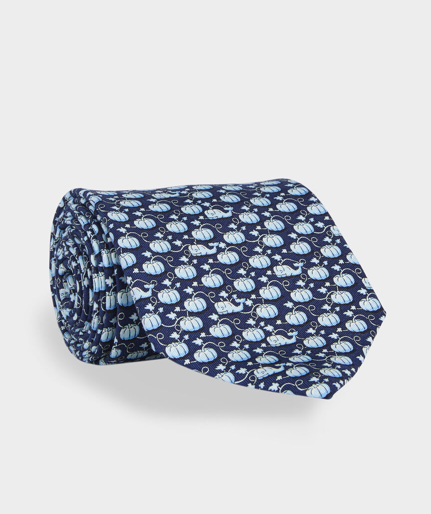 Whale Pumpkin Patch Silk Tie