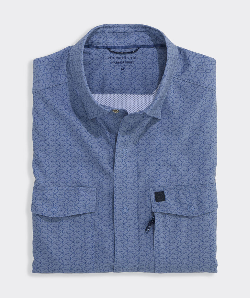 Performance Pompano Fish Short-Sleeve Harbor Shirt