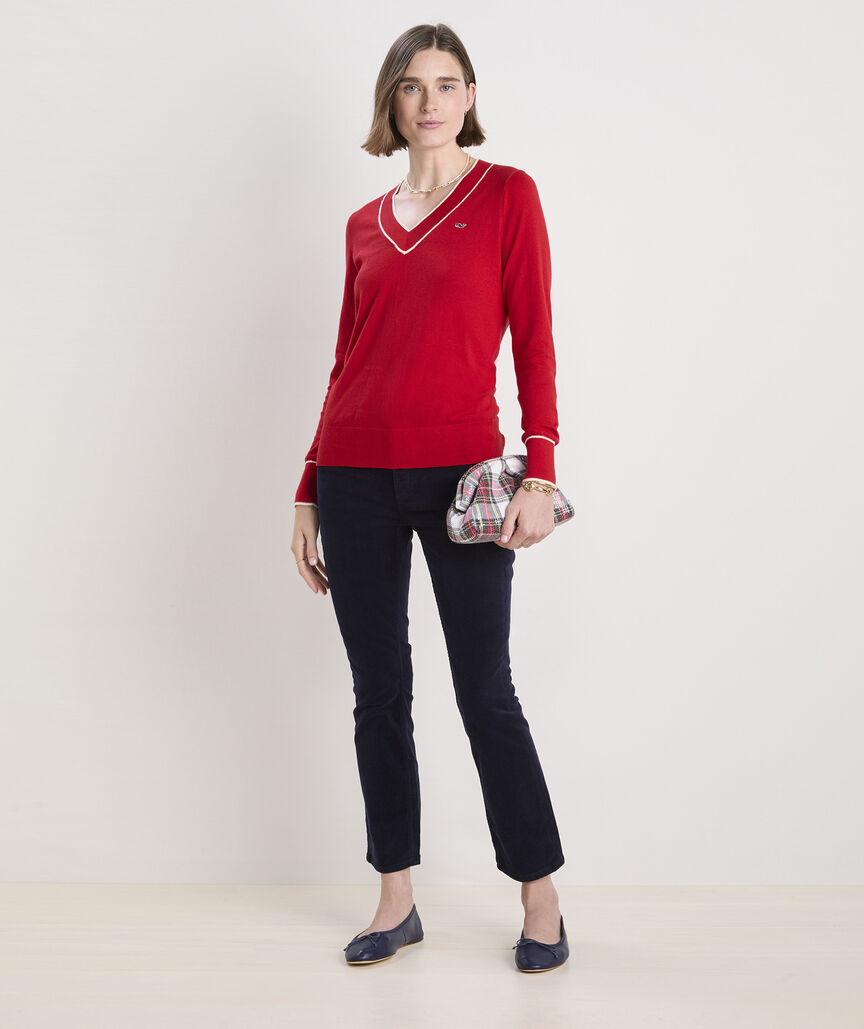Cotton Cashmere Heritage V-Neck Sweater