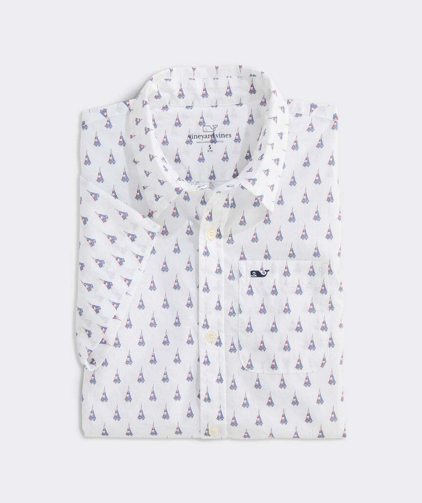 Boys' Printed Cotton Short-Sleeve Shirt