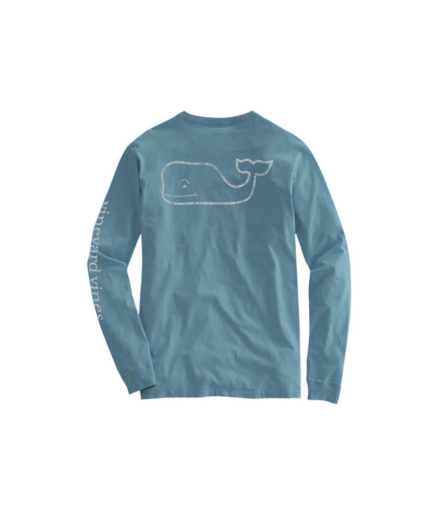 Outlet Long-Seeve Vintage Whale Graphic T-Shirt