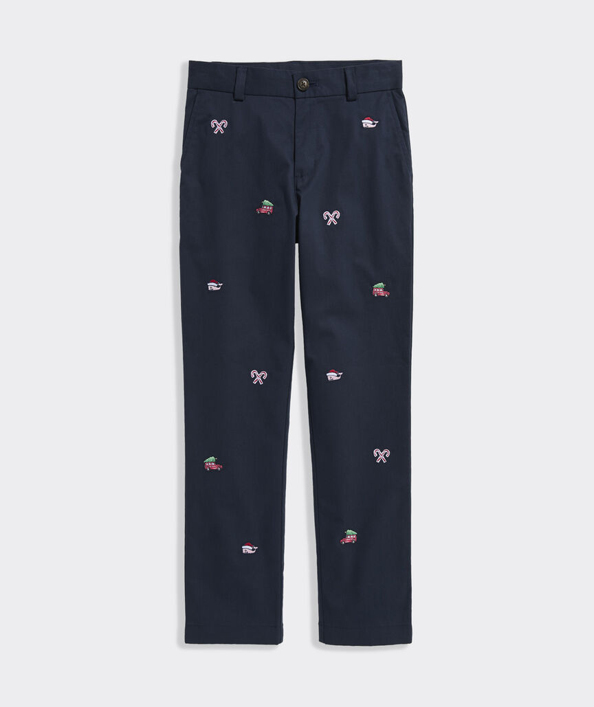 Boys' Holiday Embroidered Breaker Pants
