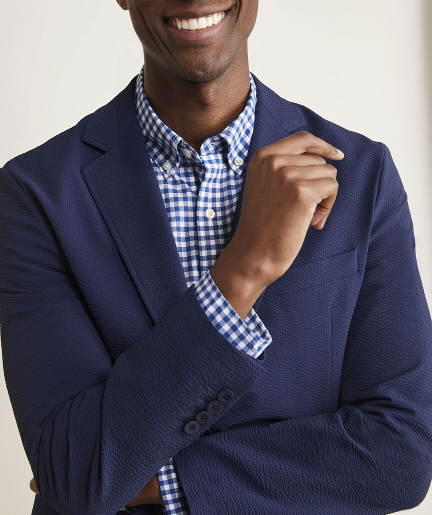 On-The-Go Seersucker Blazer