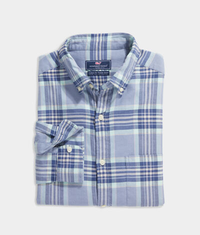 Vineyard Vines Island Twill Plaid Shirt (Blue) (Size: Small)