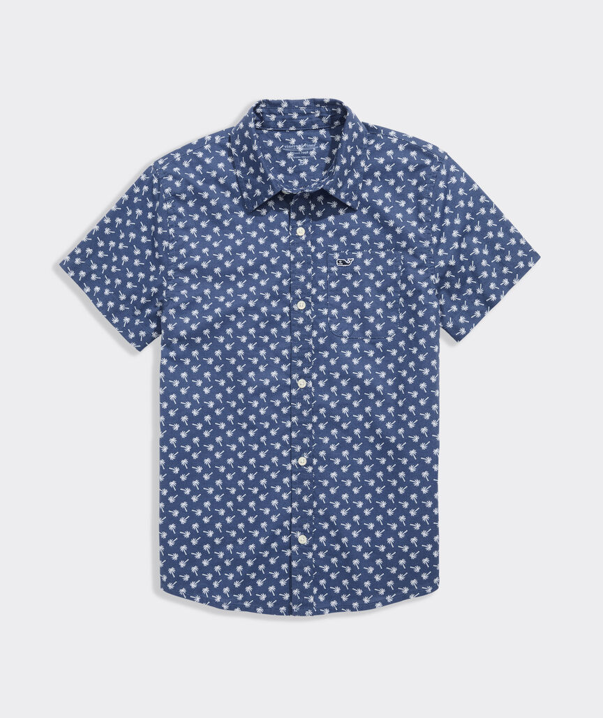Boys' Printed Cotton Short-Sleeve Shirt