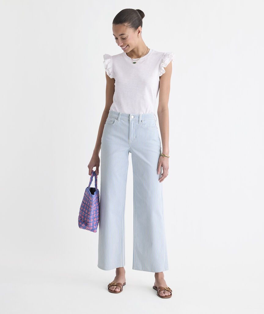 Flutter-Sleeve Slub Jersey Top