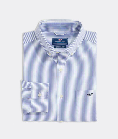 Vineyard Vines On-The-Go Nylon Striped Shirt (Blue Bay) (Size: XL)