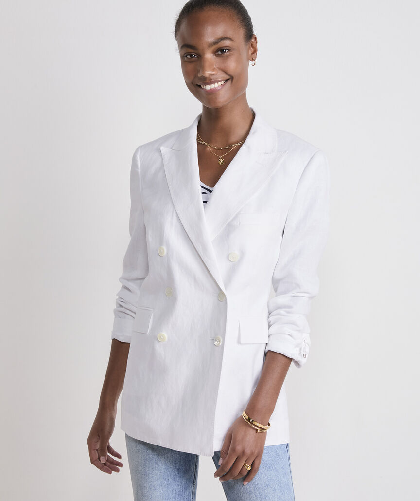 Double-Breasted Linen Jacket